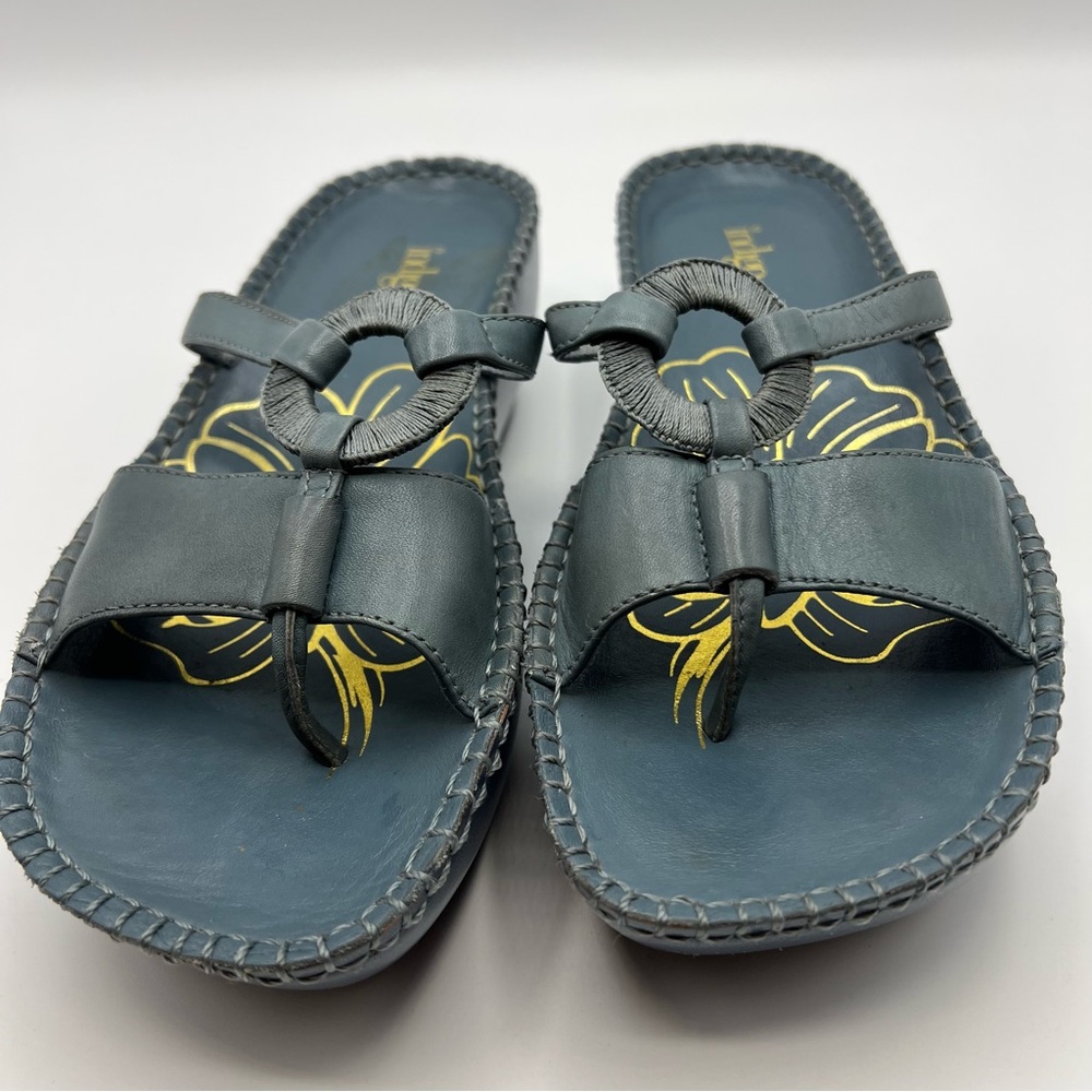 Indigo By Clarks Wedge Womens Blue Leather Sandals Size 6.5 See Photos 4 defects